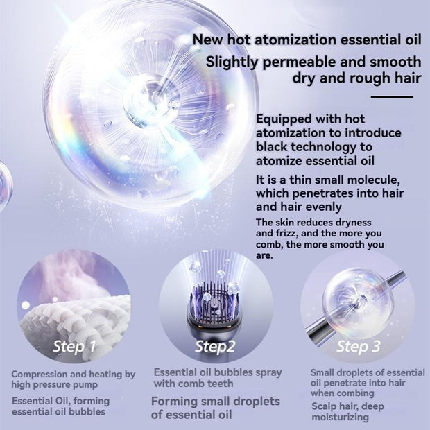 Electric Massage Brush - 1 Pc, 3 X 1.2ml Hair Oil Bottles, Multi-function Scalp Massage Comb, Can Hold Hair Oils